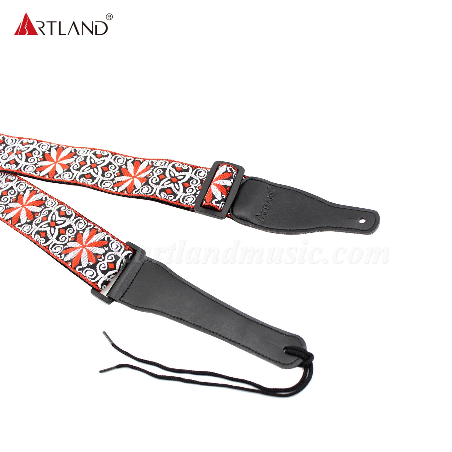 Red Embroidered Guitar Strap